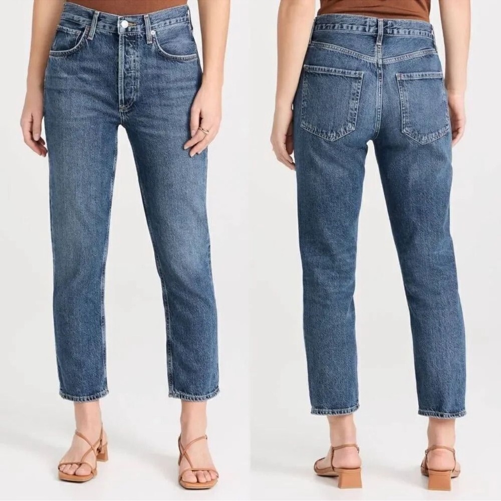 AGOLDE Riley Crop Straight Leg Button fly Jeans in Transfer Size 24 Luxury